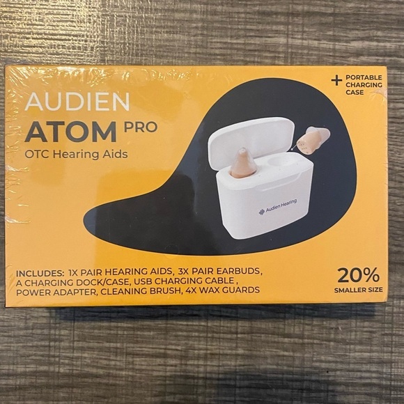 NEW - AUDIEN ATOM PRO OTC Hearing Aids + Portable Charging Case (sealed) - Picture 3 of 4